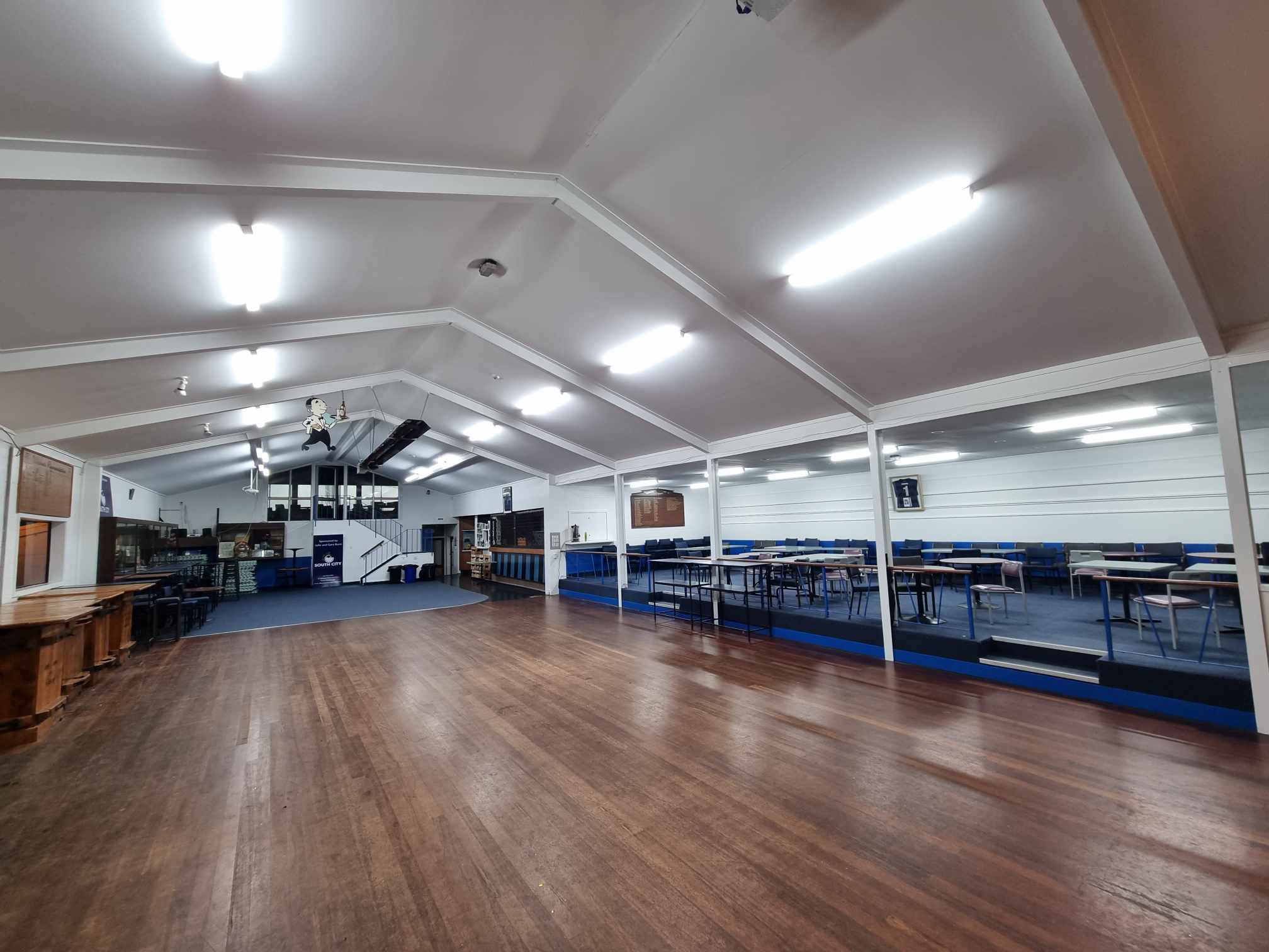 Commercial lighting installed in a sports club room