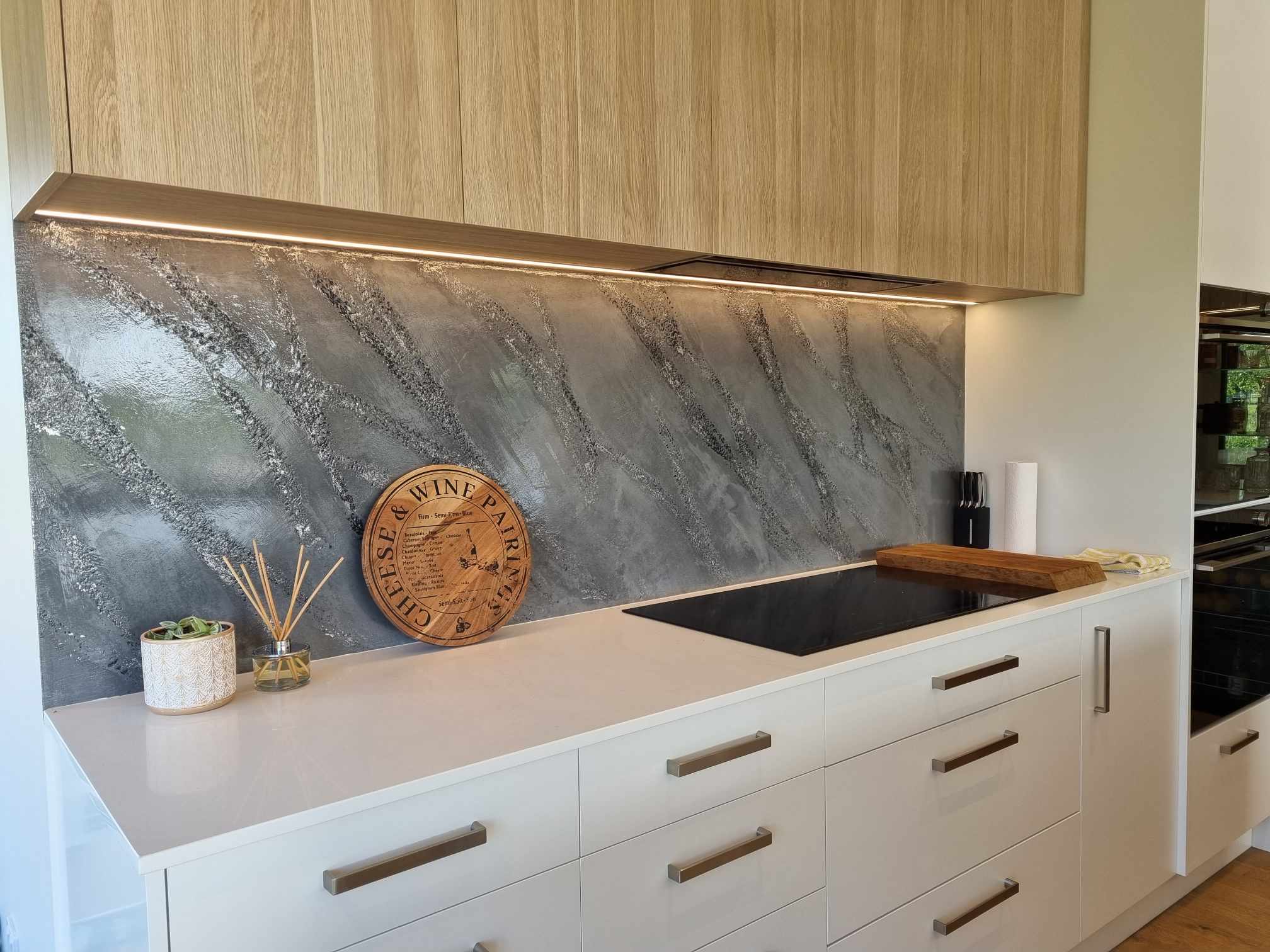 LED strip lighting installed under kitchen cupboards